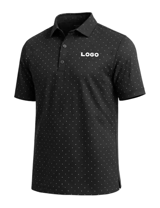 Callaway Micro Chev Black Print Polo w/Logo