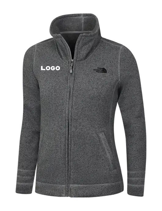 North Face Womens Medium Grey Heather Sweater Fleece Jacket w/Logo