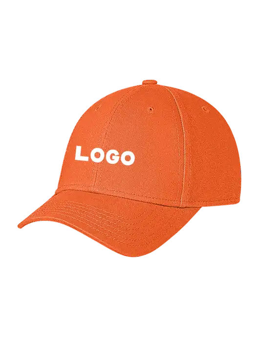 Orange Structured Soft Snap Closure Hook & Loop Cap w/Logo