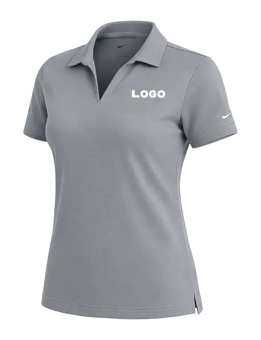 NIKE Medium Grey Womens Dri-Fit Micro Pique Polo w/Logo