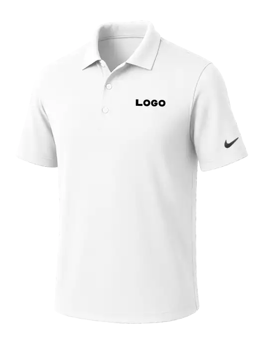 NIKE White Dri-Fit Micro Pique Polo w/Logo