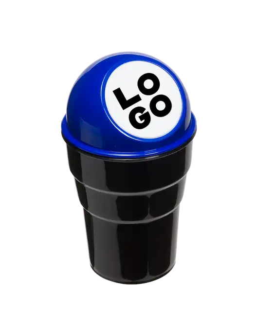 Blue Car Cup Holder Trash Can w/Logo