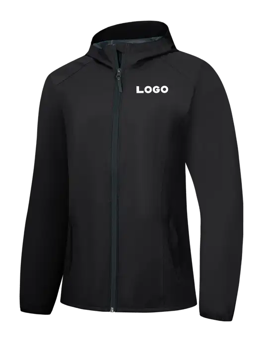 Womens Black Essential Rain Jacket w/Logo
