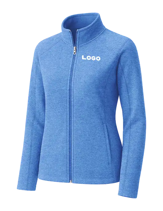 Light Royal Heather Womens Microfleece Full-Zip Jacket w/Logo