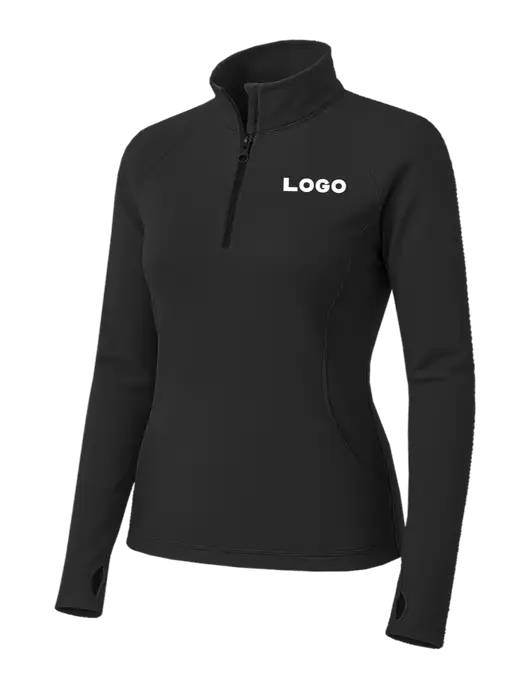 Charcoal Grey Womens Sport Wick Stretch 1/4 Zip Pullover w/Logo