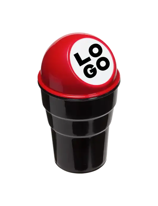 Red Car Cup Holder Trash Can w/Logo