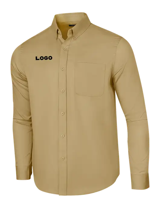 Long Sleeve Dark Tan Superpro React Twill Shirt w/Logo