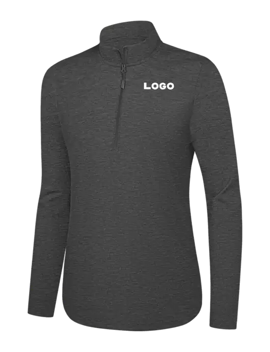  Womens Dark Grey Heather C-FREE Double Knit 1/4-Zip w/Logo