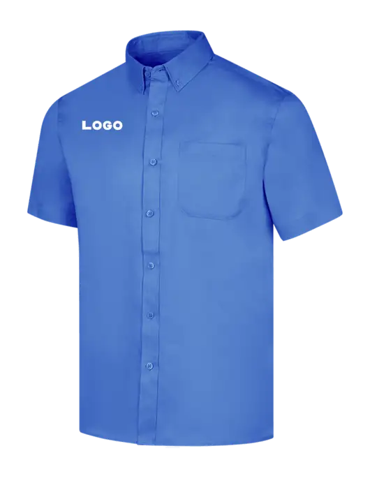 Short Sleeve Dark Carolina Blue Superpro React Twill Shirt w/Logo