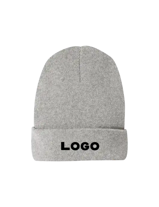Recycled Light Heather Grey Beanie w/Logo