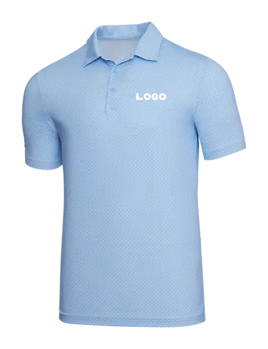 Adidas Light Blue Diamond Dot Print Polo w/Logo
