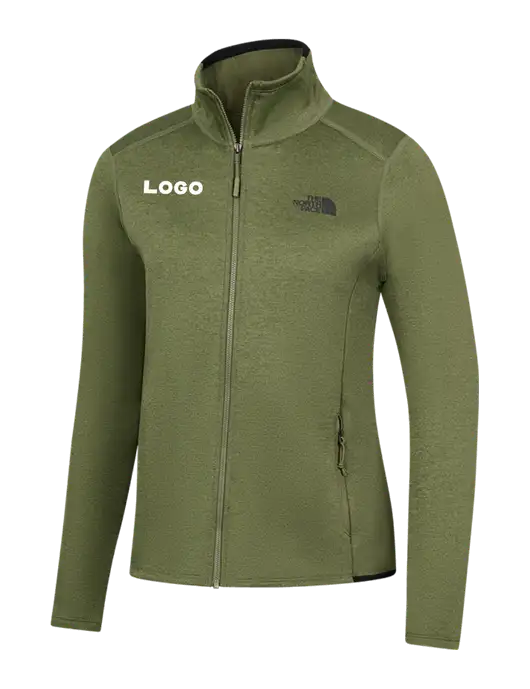 The North Face Womens Olive Heather Skyline Full-Zip Fleece Jacket w/Logo