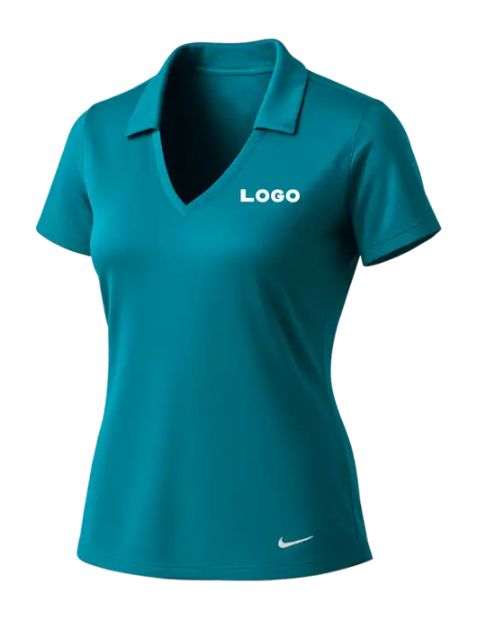 NIKE Dark Teal Womens Dri-Fit Vertical Mesh Polo w/Logo