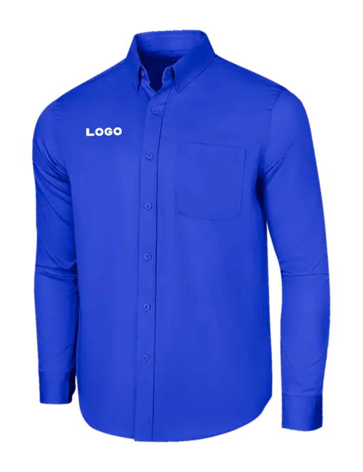 Long Sleeve Dark Royal Superpro React Twill Shirt w/Logo