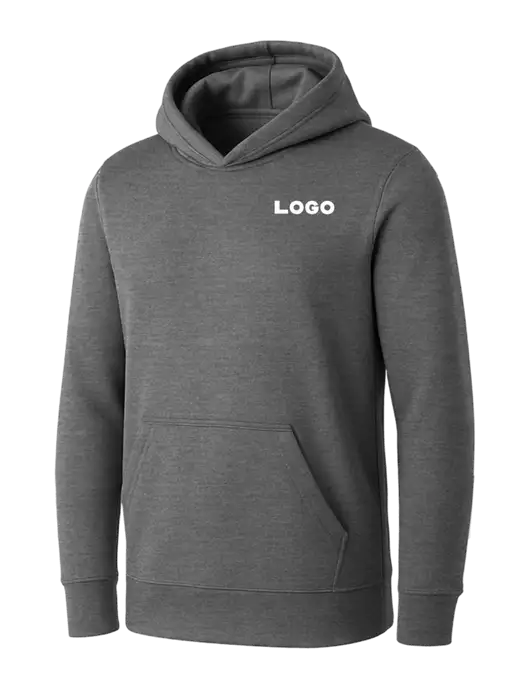 Womens Medium Grey Heather Core Fleece Pullover Hooded Sweatshirt w/Logo