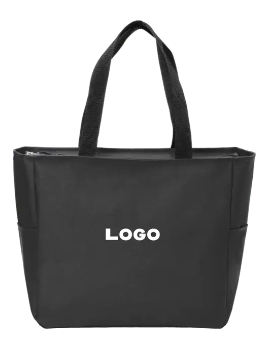 Everyday Black Zip Tote  w/Logo