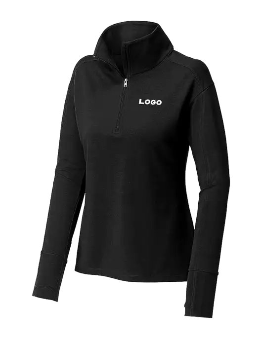 Womens Sport-Wick Flex Fleece Black 1/4-Zip w/Logo