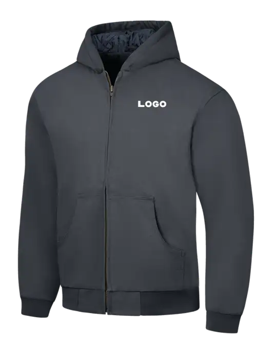 CornerStone Charcoal Duck Cloth Hooded Work Jacket w/Logo