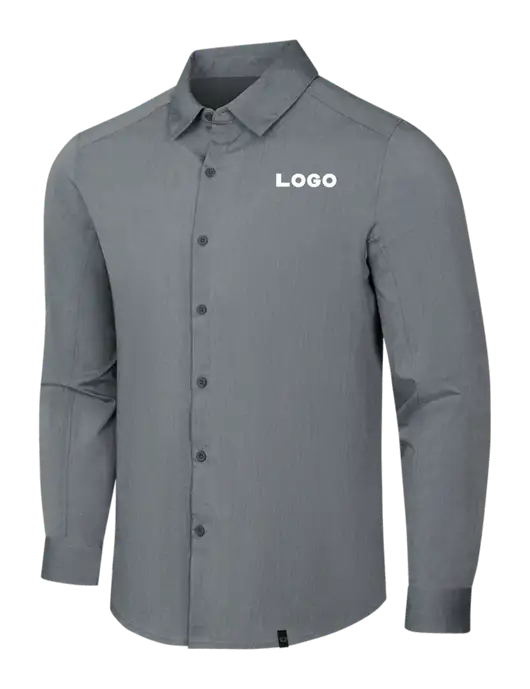 OGIO Medium Grey Heather Commuter Woven Shirt w/Logo
