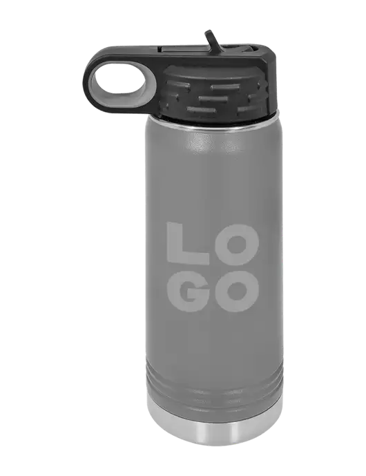 Polar Camel 20 oz Powder Coated Grey Vacuum Insulated Water Bottle w/Logo