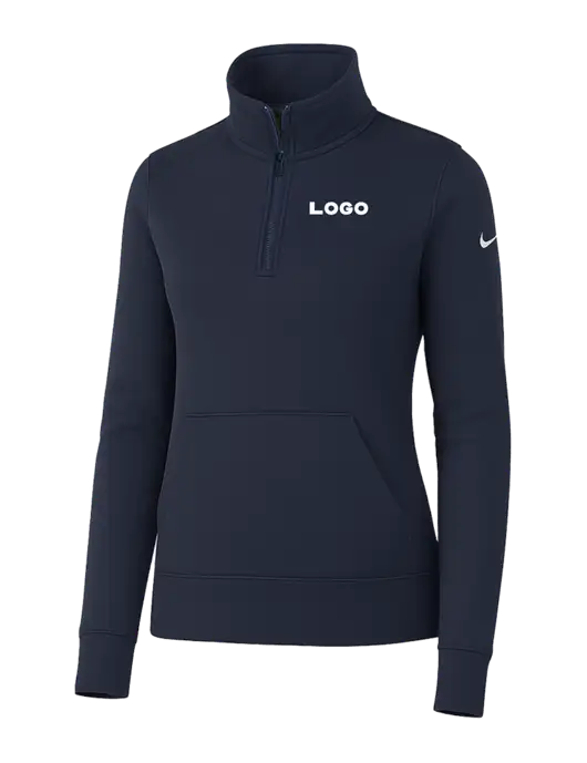 Nike Womens Dark Navy Club Fleece Sleeve Swoosh 1/2-Zip w/Logo