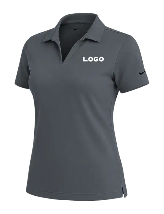 NIKE Dark Grey Womens Dri-Fit Micro Pique Polo w/Logo