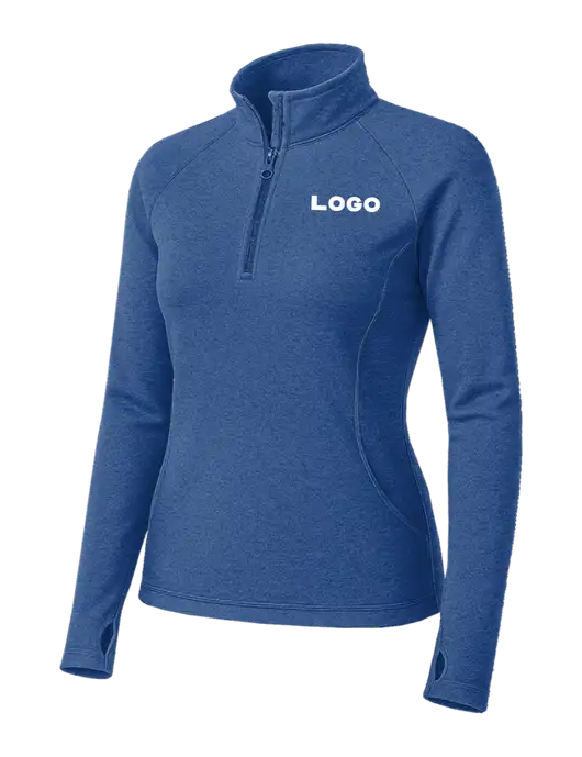 Royal Heather Womens Sport Wick Stretch 1/4 Zip Pullover w/Logo