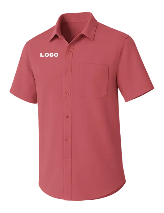 Dark Coral Short Sleeve UV Dockside Shirt w/Logo