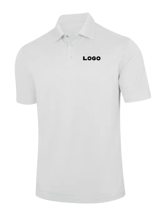 White Performance Fine Jacquard Polo w/Logo