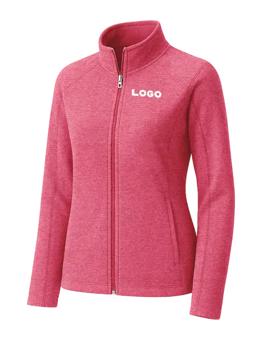 Fuchsia Heather Womens Heather Microfleece Full-Zip Jacket w/Logo