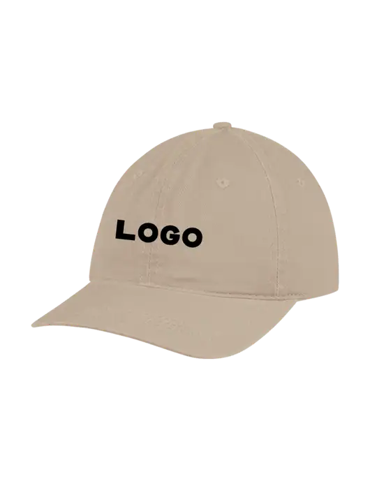 Garment Washed Unstructured Twill Tan Cap w/Logo