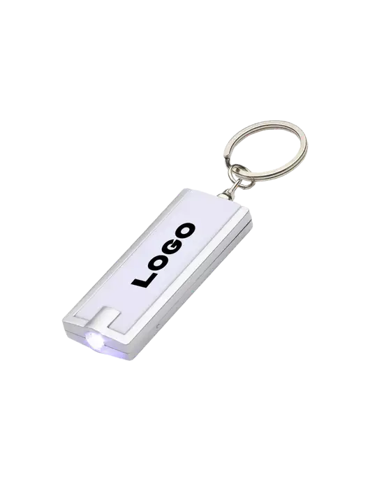Simple Touch White LED Keychain w/Logo