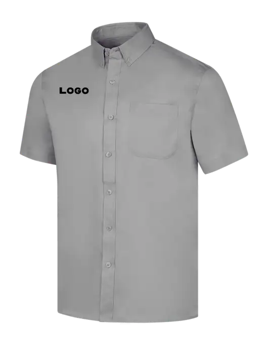 Short Sleeve Light Grey Superpro React Twill Shirt w/Logo