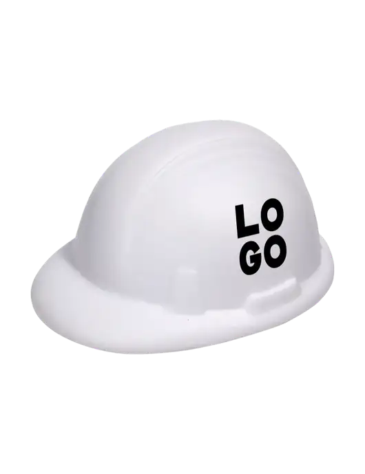 White Hard Hat Stress Reliever w/Logo