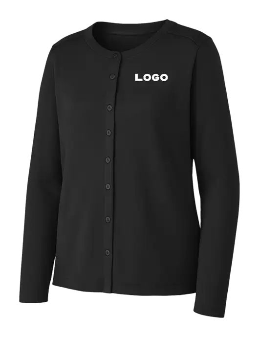 Black Womens Concept Stretch Button-Front Cardigan Sweater w/Logo