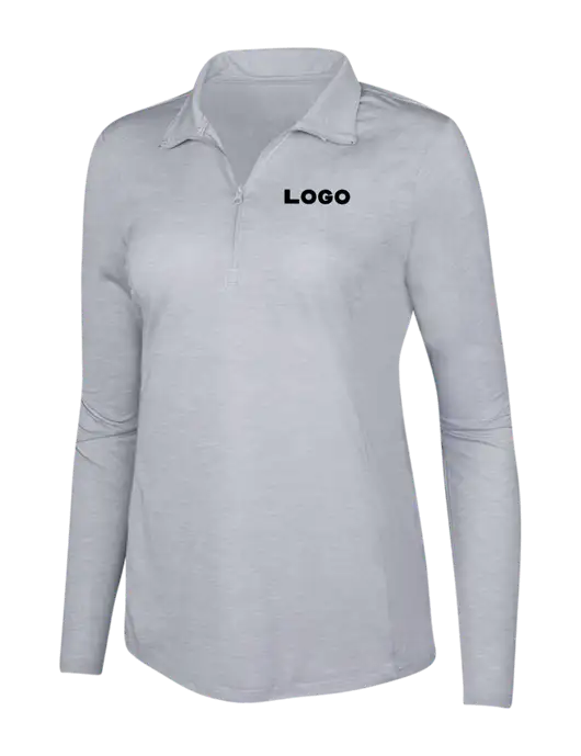 Light Grey Heather Womens Posicharge Tri-Blend Wicking 1/4 Zip Pullover w/Logo