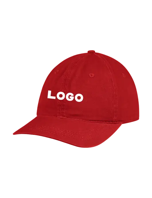 Garment Washed Unstructured Twill Red Cap w/Logo