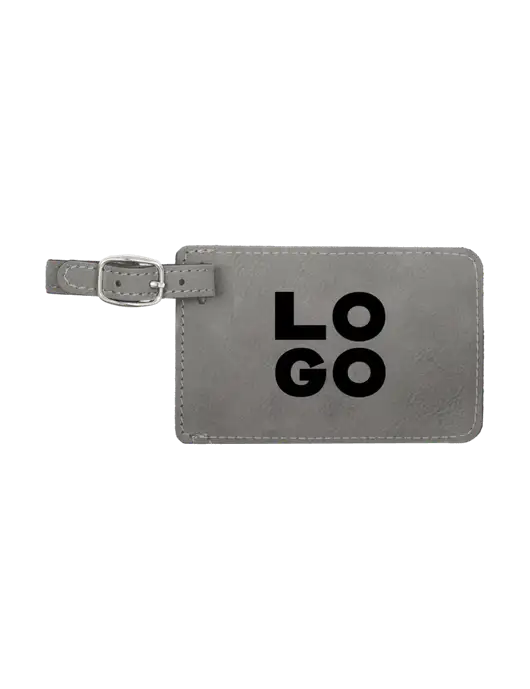Grey Leatherette Luggage Tag w/Logo