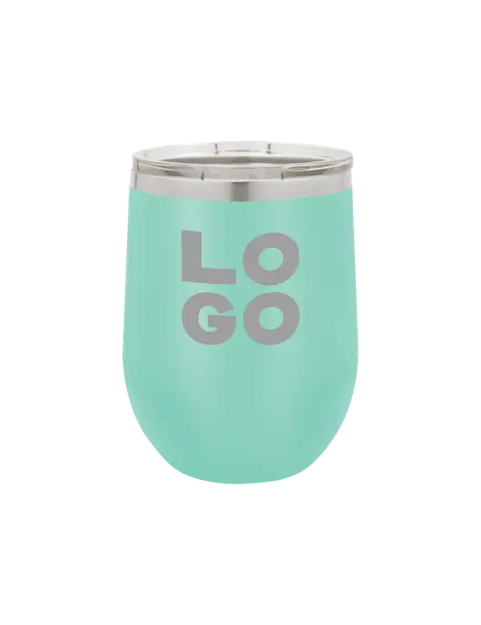 Polar Camel 12 oz Powder Coated Seafoam Vacuum Insulated Stemless Wine Tumbler w/Logo