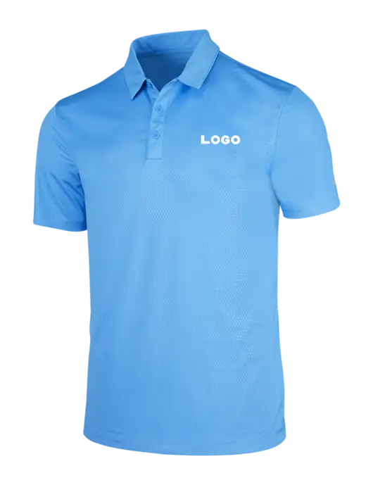 NIKE Light Royal Blue Dri-Fit Embossed Tri-Blade Polo w/Logo