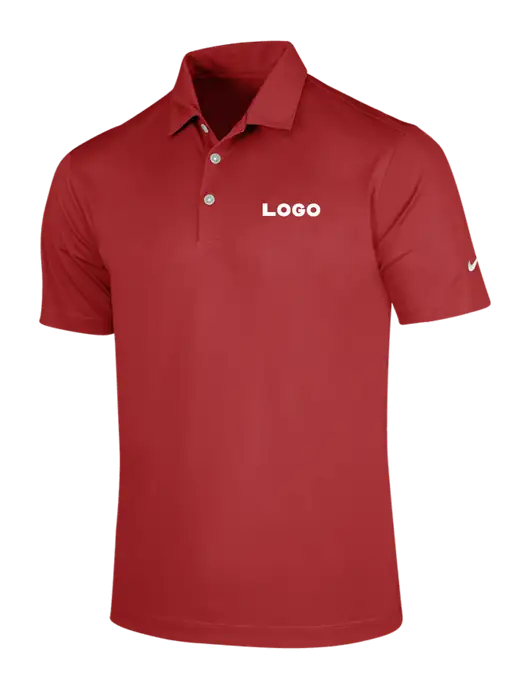NIKE Red Dri-Fit Vertical Mesh Polo w/Logo