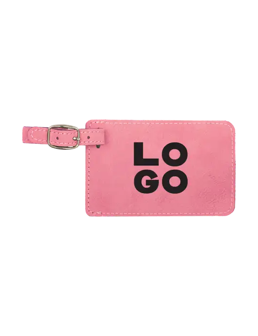 Pink Leatherette Luggage Tag w/Logo