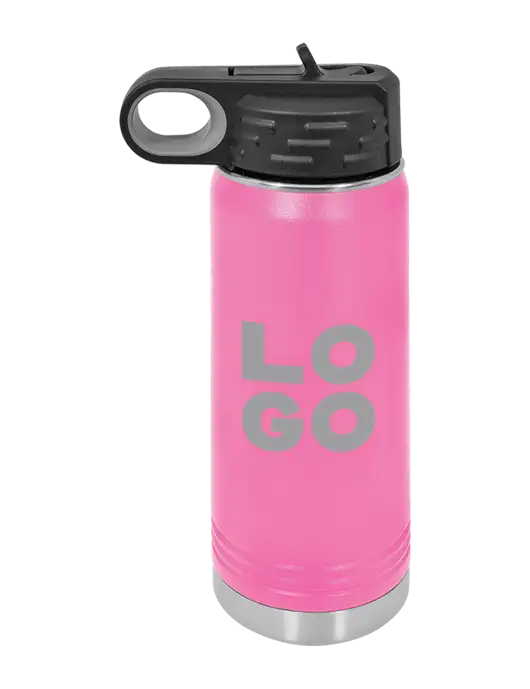 Polar Camel 20 oz Powder Coated Pink Vacuum Insulated Water Bottle w/Logo
