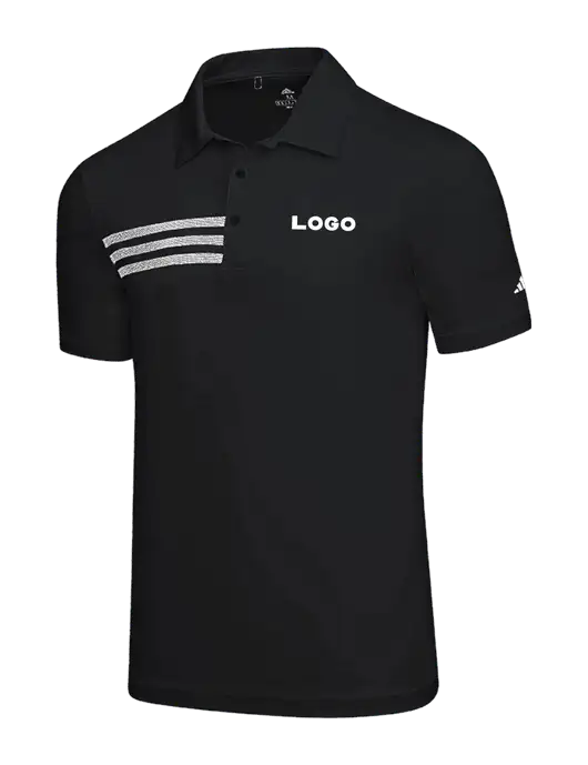 Adidas Black 3 Stripes Chest Polo w/Logo