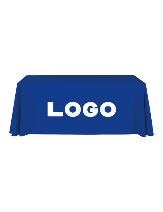 6' Stain-Resistant 4-Sided Dark Royal Table Cover w/Logo