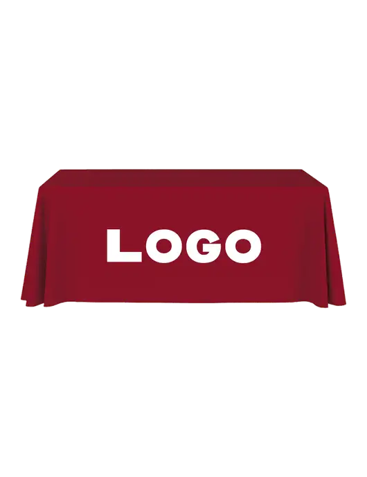 6' Stain-Resistant 4-Sided Red Table Cover w/Logo