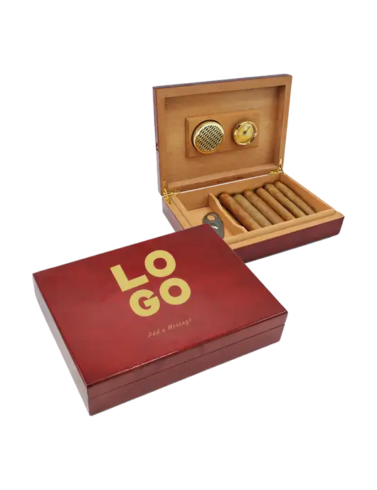 Rosewood Piano Finish Humidor with Hygrometer w/Logo