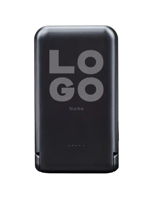 Black Glow Light-Up Power Bank 10,000 mAh MagSafe With Folding Stand w/Logo