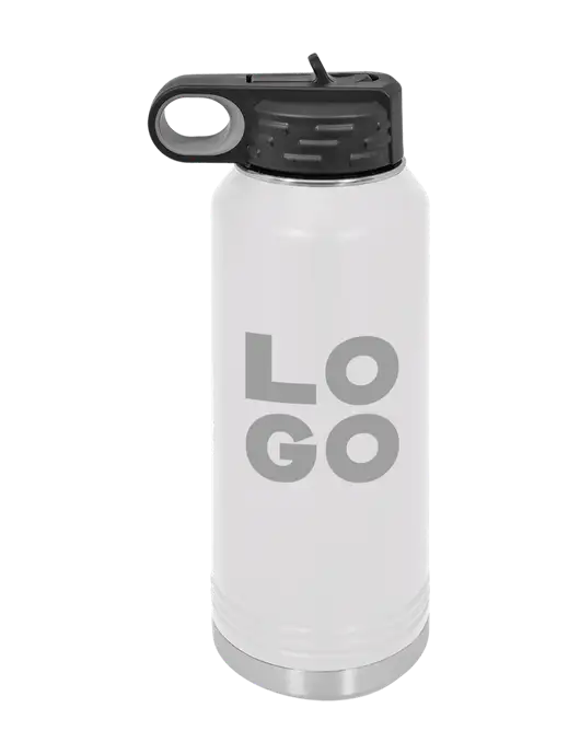 Polar Camel 32 oz Powder Coated White Vacuum Insulated Water Bottle w/Logo