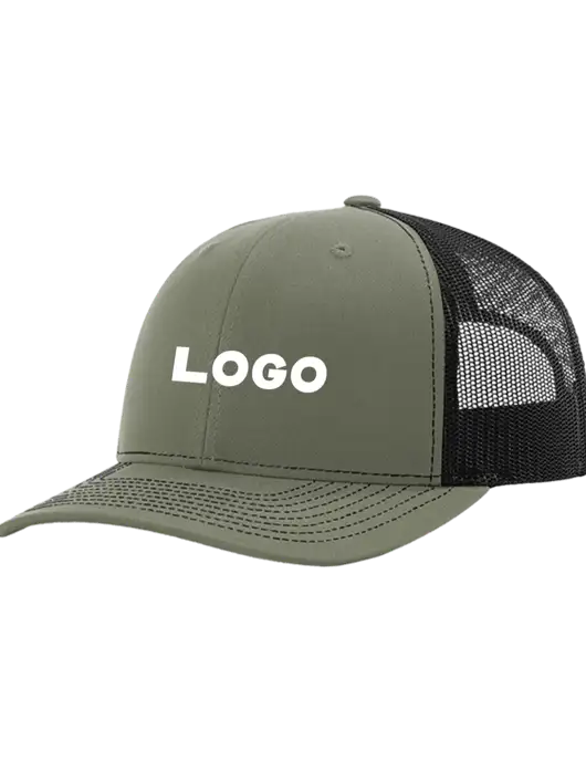 Richardson Adjustable Snapback Original 112 Trucker Cap Medium Olive w/Black Mesh w/Logo